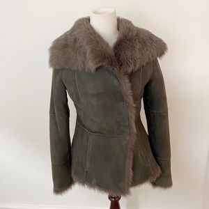 Ugg Karlene Toscana Olive Sheepskin Suede Jacket